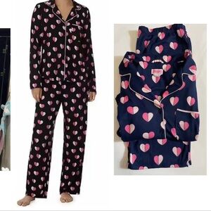Kate Spade Flannel PJs Heart Print Pajama Set M